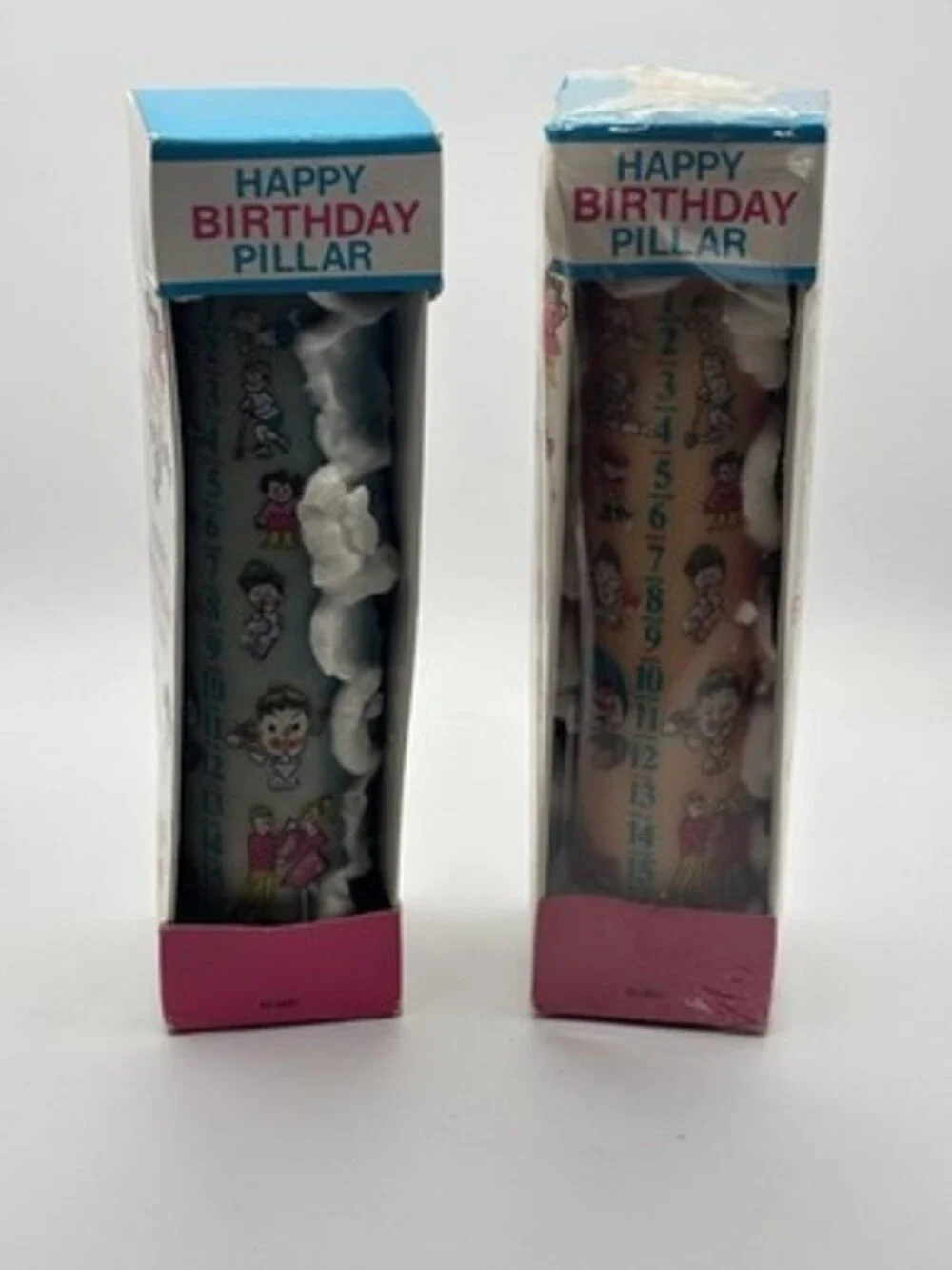 Vintage Birthday Pillar Candle Set of Two - 1 To 16 with boxes (one sealed)